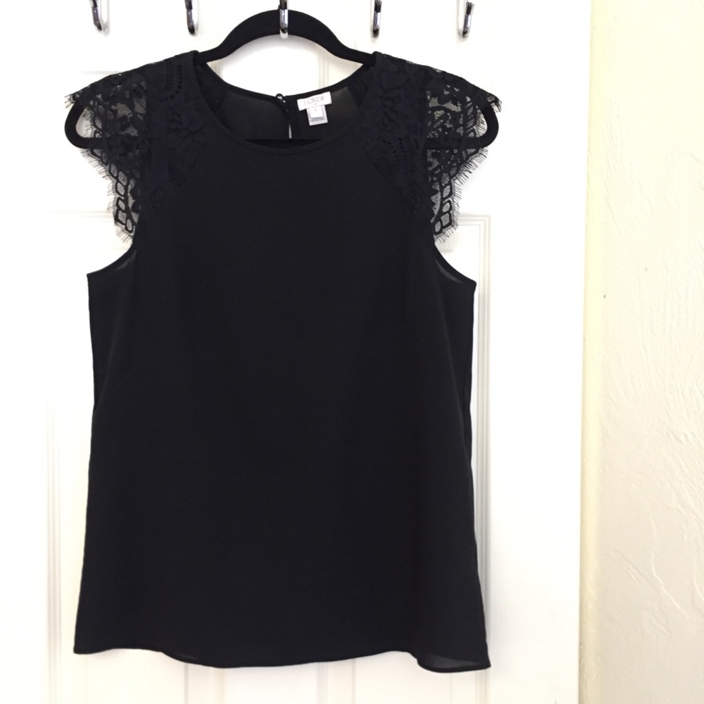 J Crew Factory Lace Cap Sleeve Blouse